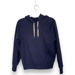 FRAME Shrunken Cotton Hoodie Navy Size Small Casual Comfy